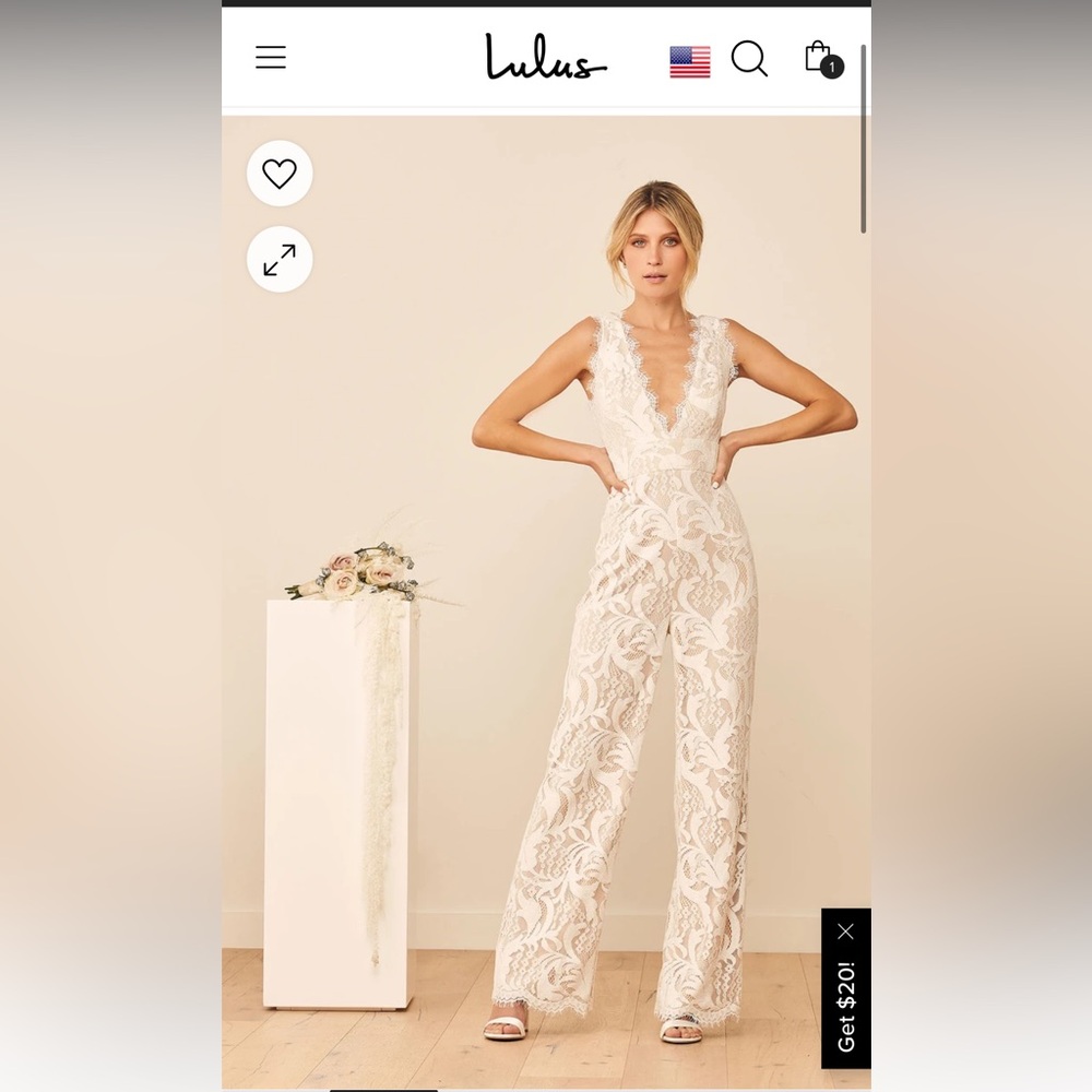 Lulus Enamored With You White Lace Wide-Leg Jumpsuit